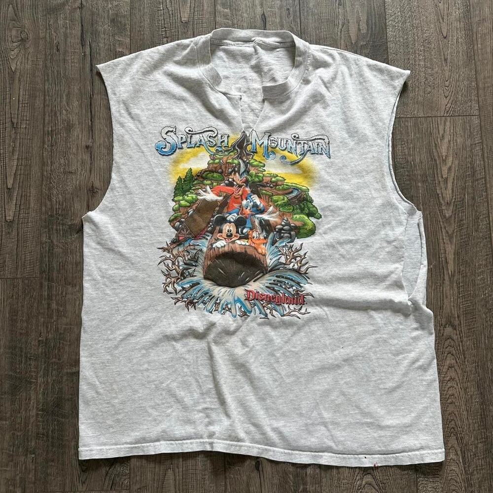 Rare Vintage 90s Disney Land Splash Mountain Ride Cut Off Tank Shirt